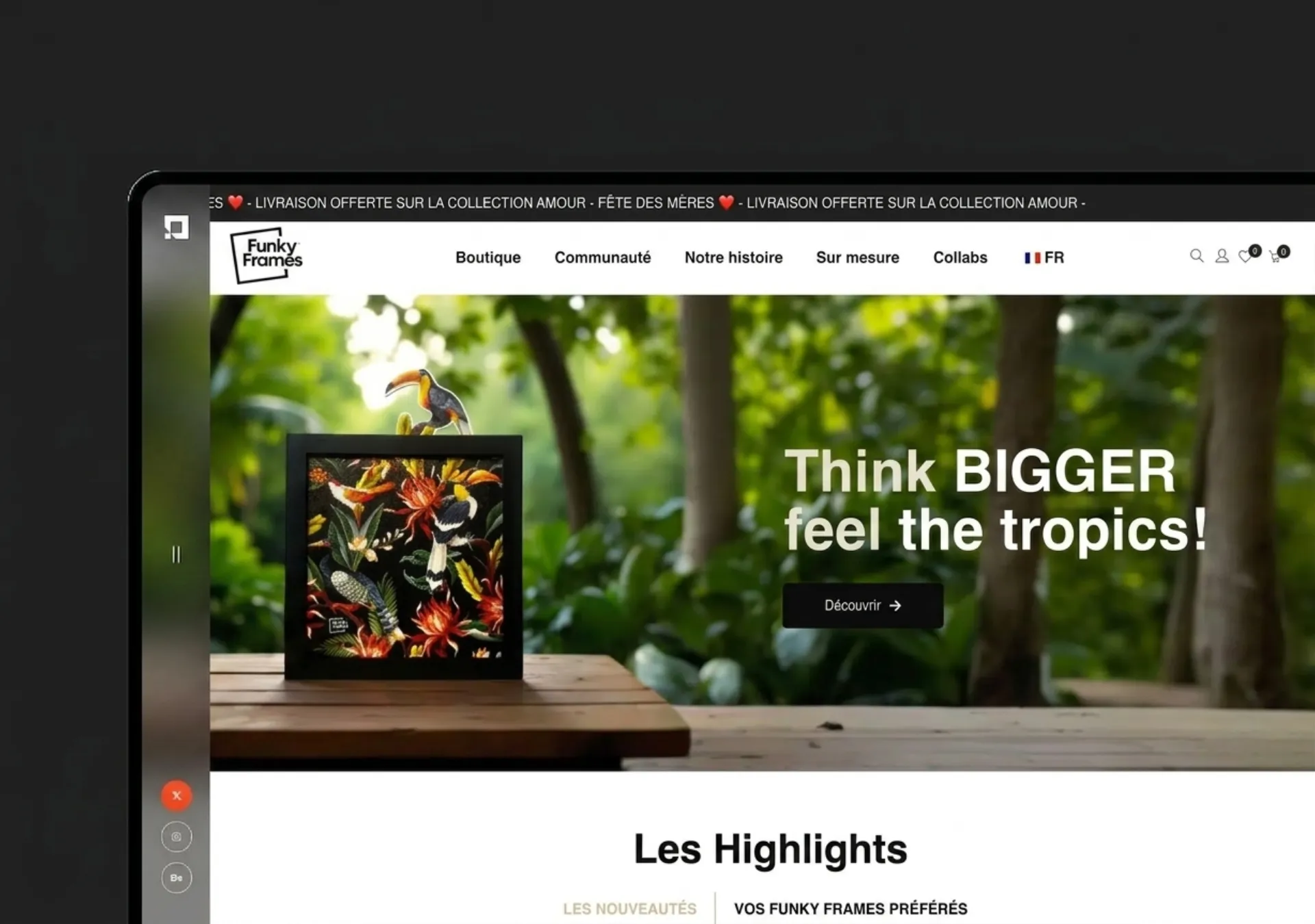 Funkyframes, E-COMMERCE réalisé par FreshMarkom, agence digitale franco-britannique